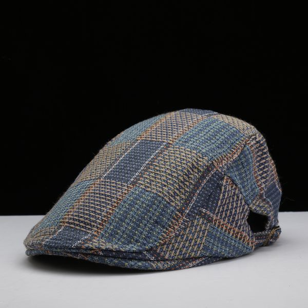 

wholesale-fashion plaid 2 color new fashion flat cap summer gatsby style beret men women berets gorras planas boina masculina, Blue;gray