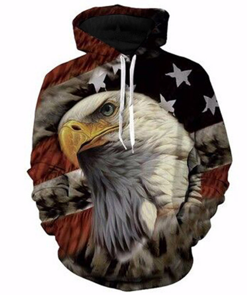 

fashion women/men old american flag eagle funny 3d printed casual hoodies sweatshirt plus size 65, Black