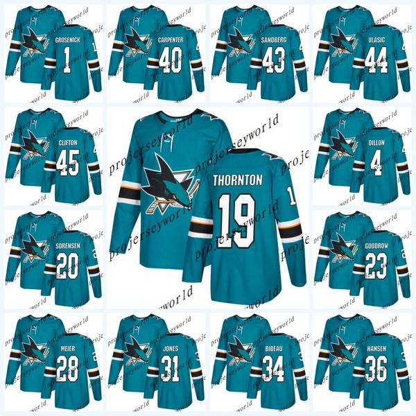 

San Jose Sharks Jerseys 2017-2018 Season 1 Troy Grosenick 4 Brenden Dillon 20 Marcus Sorensen 23 Barclay Goodrow Hockey jerseys