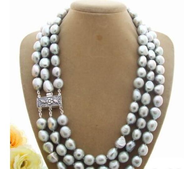 N1212246 серый 8-9мм жемчужное ожерелье в стиле барокко