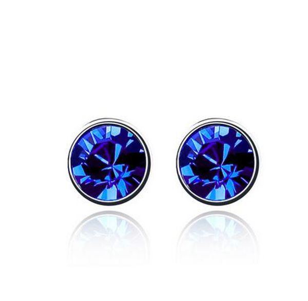 

Wholesale Cheap Price 18k White Gold Plated Swarovski Crystal Round Women Earrings Rhinestone Dangle Earrings Factory Price 9 Colors