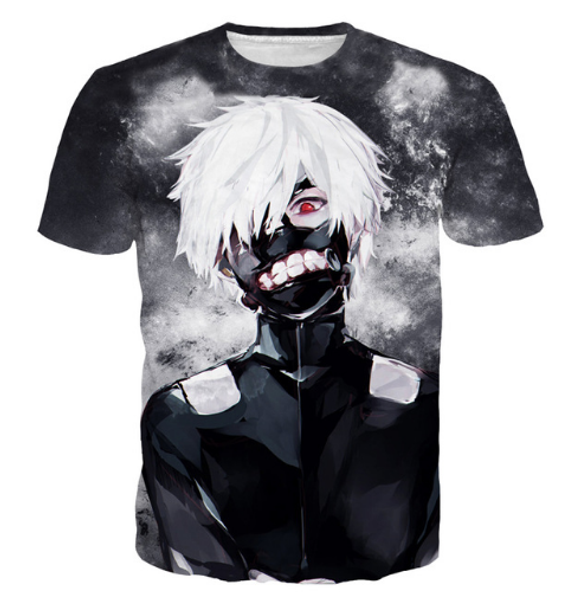 

angry white hair kaneki 3d t shirt galaxy tees men women harajuku tee shirt classic tokyo ghoul anime t shirts hip hop, White;black