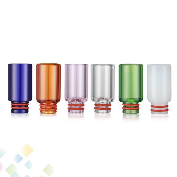 

510 Glass Drip Tip Fit 510 Atomizers Electronic Cigarette Colorful Wide Bore Mouthpieces With Individual Package DHL Free