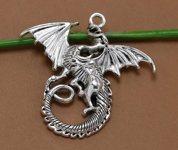 

100pcs/lot 43*46mm antique silver dragon charms pendant diy jewelry findings components charms 2017 sale, Bronze;silver