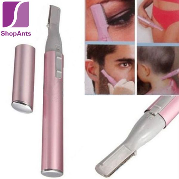 

wholesale- pink color practical electric face eyebrow scissors hair trimmer mini portable women body shaver remover blade razor epilator