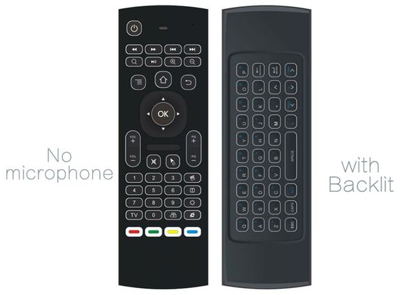 

10pcs mx3 t3 backlit without microphone mini 2.4ghz wireless gyroscope keyboard air mouse remote g-sensor for android tv box pc dongle
