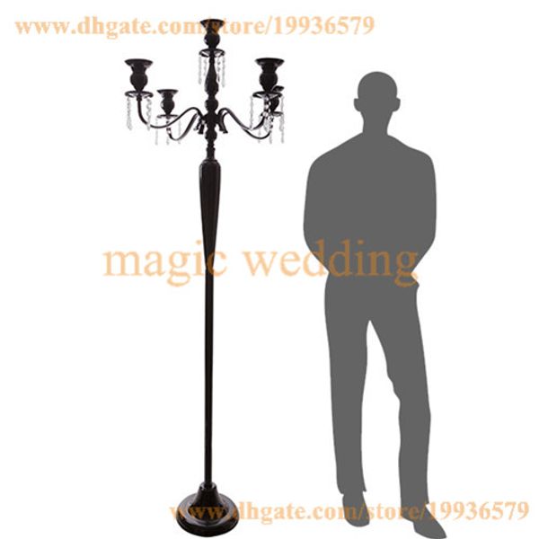 

5ft Tall 5 Arm White Gold Silver Floor Candelabra with hanging crystal bead For Home Party Decoration