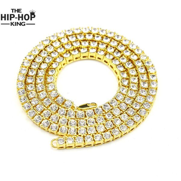 

wholesale- hip hop gold chain 1 row rhinestone hip-hop necklace chain 24inch --36inch mens gold tone iced out punk necklace, Silver