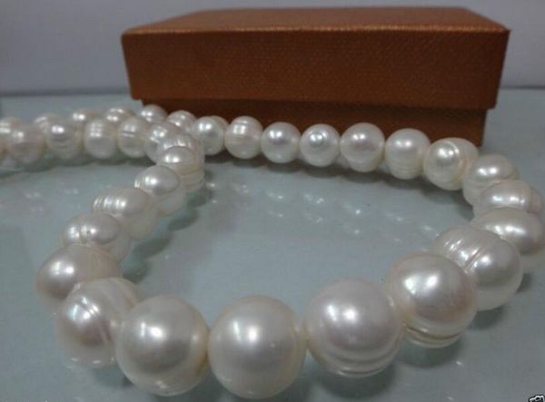 

huge 12-15mm natural white south sea baroque pearl necklace 18", Silver