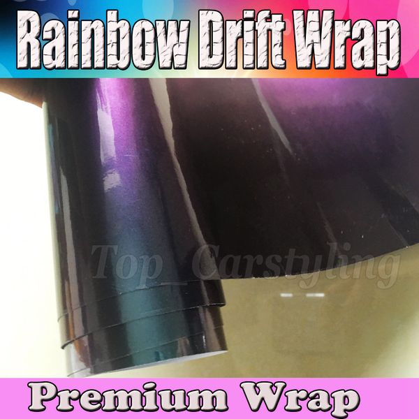 Blue Purple - Gloss Rainbow Drift Car Wrap Film con bolle d'aria libere / rilasciate Stile di copertura Flip Flop shift foil 1.52x20m 45x67ft roll