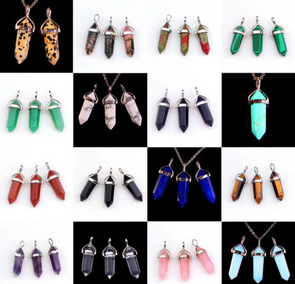

necklace shape chakra natural collar healing point stone jewelry necklace vintage silver hexagon charms pendants for women fashion bull knuq