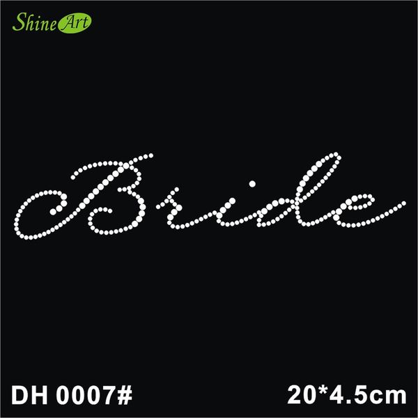 BRIDE iron on transfer white Rhinestone Crystal Wedding motif T shirt