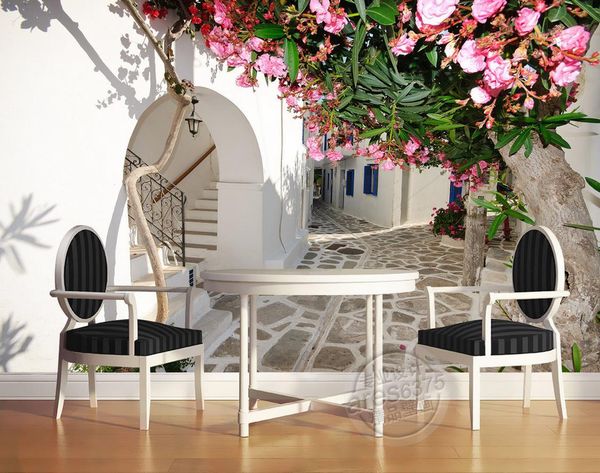 

costom 3d european vintage romantic street rose fresco tv background wall