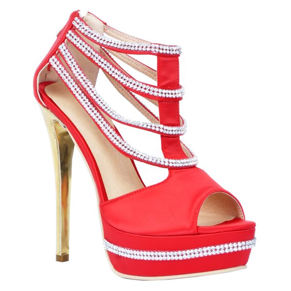 

zandina womens fashion 14.5cm peep-toe rhinstone jewelry deco high heel platform sandals shoes reds xd186, Black