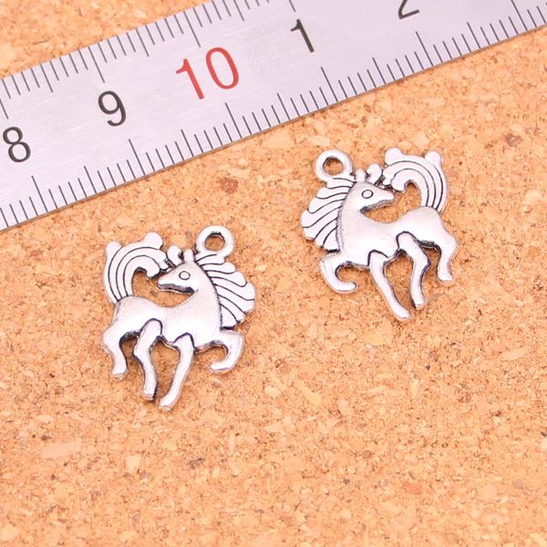 94 Stück antik versilberte Pferde-Einhorn-Charms-Anhänger für europäische Armbänder, Schmuckherstellung, DIY, handgefertigt, 19 x 25 mm