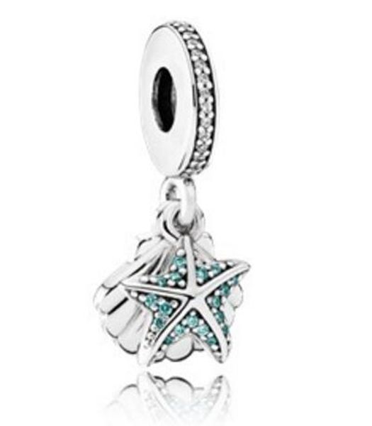 2017 verão autêntica prata talão se encaixa para pulseiras pandora Original 100% 925 prata esterlina Tropical Starfish Sea Shell Pendurado charme