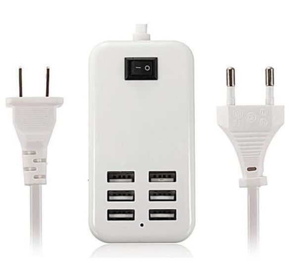

15w 6 ports deskusb charger au us uk plug hub with 1.5m cable wall charger adapter for iphone 7 samsung s7 ipad htc smart phone