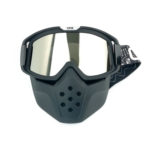 Motorradhelmmaske, abnehmbare Schutzbrille und Mundfilter für modulare offene Moto-Vintage-Helmmaske MZ-003259e