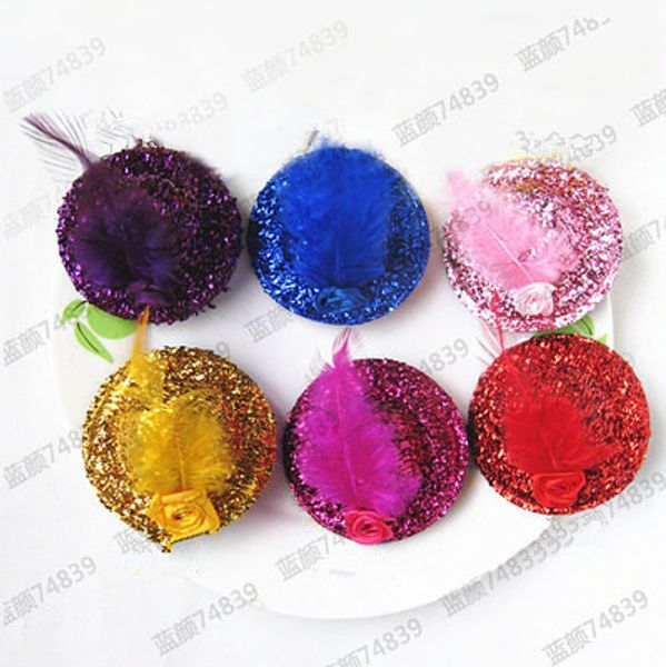 

24pcs mini beaded flower veil feathre hat hair clips hair accessories