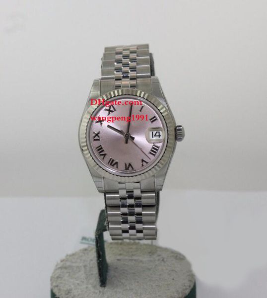 

ladies fashion watch 31mm 178274 sapphire glass pink dial stainless steel bracelet women's automatic mechanical watch watches, Slivery;brown
