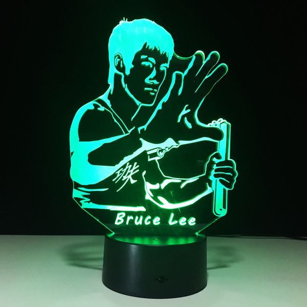 

3D Брюс Ли оптическая иллюзия лампа ночник DC 5V USB зарядка AA батареи Оптовая Dropshipping Бесплатная доставка розничная коробка