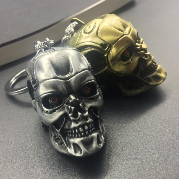 

Newest The Terminator Skull Head Shape Model Alloy Keychain Keyring For Fans Skeleton Skull Cool Key Ring Chian Hloder