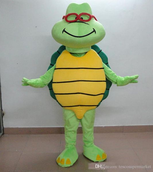 Costume da mascotte tartaruga con occhiali vecchi e carini di alta qualità, costume personalizzato per personaggio dei cartoni animati, costume di carnevale per adulti