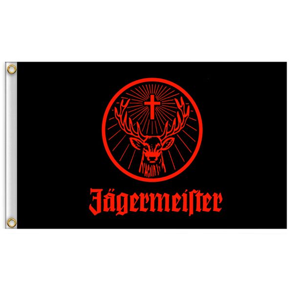 

3x5 футов jagermeister giant большой черный флаг под флагом яркие цвета и погодостойкость 100% полиэстер и латунные кольца