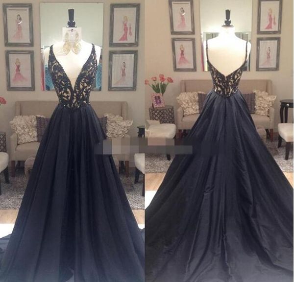 

2017 real ps black evening dresses v-neck crystal beaded plus size celebrity dresses women backless long prom gowns