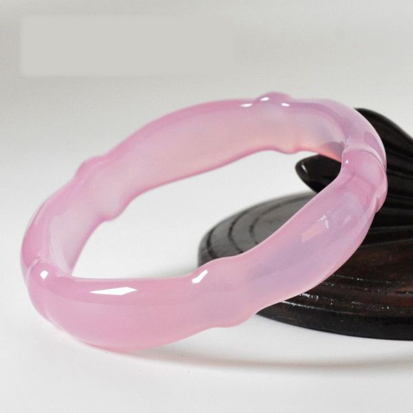 

new natural pink chalcedony agate bracelet female twist 60mm, Black