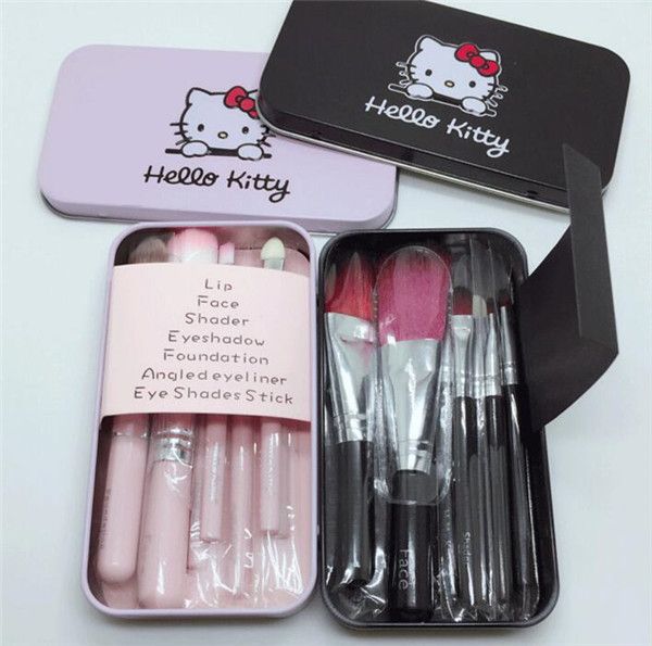 

7pc et hello kitty make up co metic bru h kit makeup bru he pink black beauty appliance makeup bru h in tock dhl free