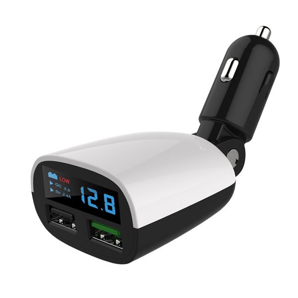 

new brand 5v/9v/12v dual usb port car usb charger qc 3.0 fast charging car adaptor with gift box shiipping