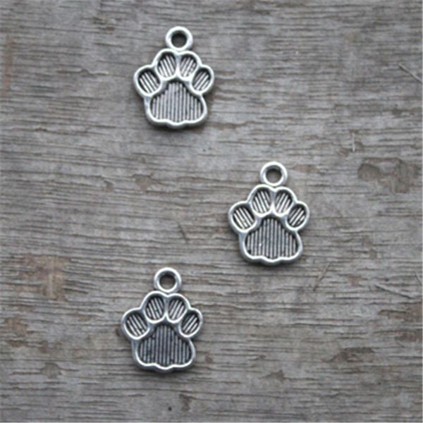 

15pcs--Dog Paw Charms, Antique Tibetan silver Paw print charm pendants 22x17mm