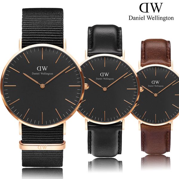 

New Fashion Black dial luxury Daniel watches 40mm men watches 36mm Women watches Montres homme Relogios homem Wristwatches Montre femme gift