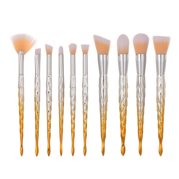 Pennelli per trucco a sirena Set 10 pezzi Pennello per trucco professionale Ombretto Fard in polvere Filo per miscelazione Cosmetico Memaid Sacre Brush Kit DHL Free