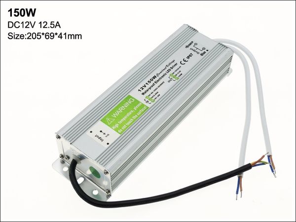 Frete Grátis À Prova D 'Água CONDUZIU a Luz de Tira 150 Watt Power Supply, 110 V AC para 12 V DC Transformador, Baixa Tensão LED Tape Light Driver