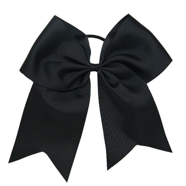 

wholesale-  colors 8" girls grosgrain hair cheer bow with elastic bands solid cheerleading bow for baby accessories 5pcs, Slivery;white