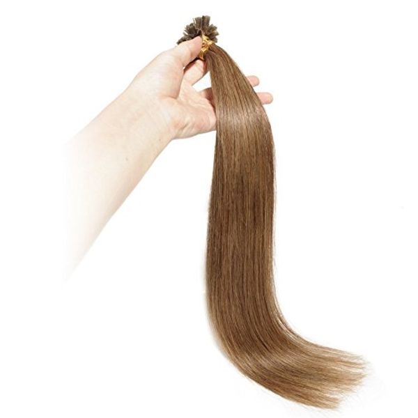 16 '' - 26 '' 0.8g / Strand 200s / lot # 6 Brown Light Brown U Punta Estensioni dei Capelli Umani Cheratin Pre Legamed U / Nail Suggerimento 100% Remy Real Human Hair