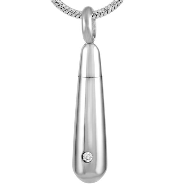 

ijd8653 bottle stainless steel cremation pendant necklace high polish ashes keepsake memory urn necklace jewelry, Silver