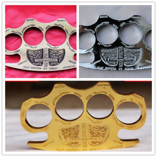 

punch button hell detective constantine brass knuckle dusters gold powerful damage safety equipment self-defense ring tiger finger tools