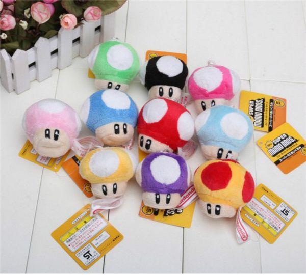 

7cm Super Mario Bros Mushroom With Key Chain Plush Doll Toy kids gift b1117