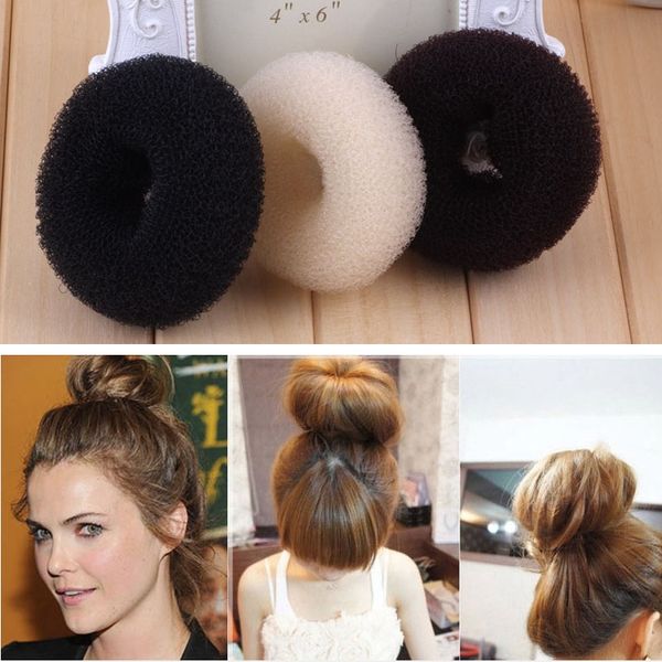 

wholesale-9 colors xxl size womens girls hair clip 11cm mix hair band useful hair bun nice donuts salon hair tool ring shaper styler, Black;brown