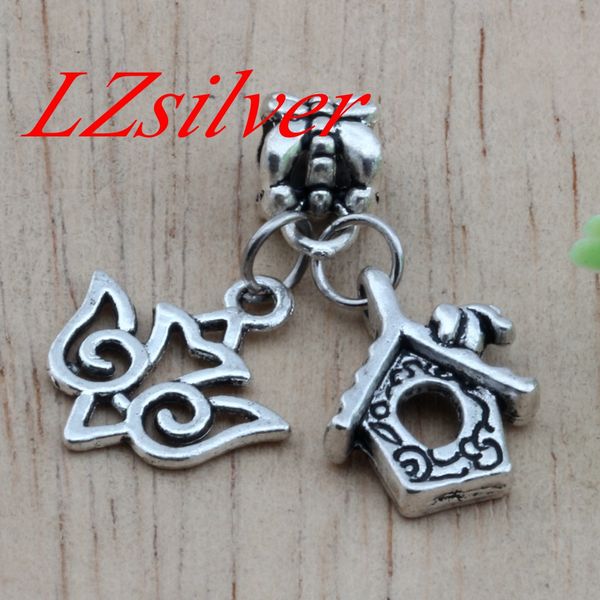 

HOT ! 100Pcs Ancient silver Alloy bird & Poultry house Charm Dangle for European Bead Bracelet DIY Jewelry