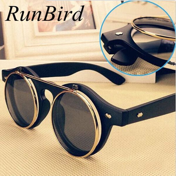

wholesale-steampunk goth goggles retro flip up round sun glasses for women vintage black sunglasses men oculos de sol feminino r036, White;black