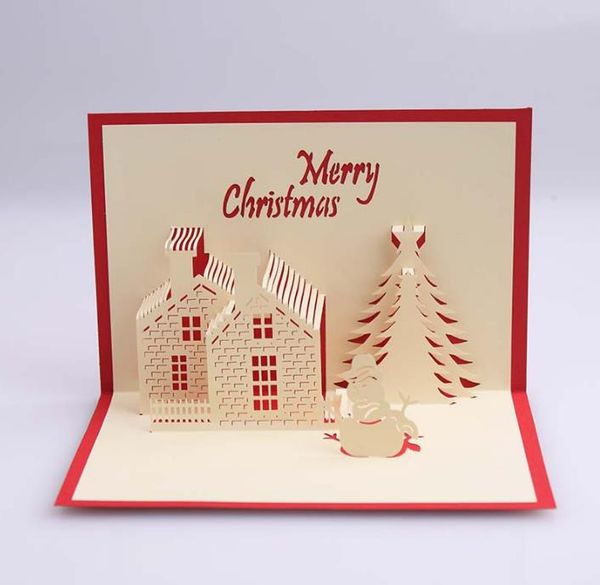 3d Greeting Cards Christmas Handmade Kirigami Origami Creative Merry Christmas Pop Up Invitations Greeting Cards Tree Paper Festival Gifts Greeting