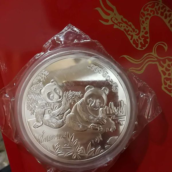 

99.99% Chinese Shanghai Mint 5oz zodiac Silver Coin panda ---@
