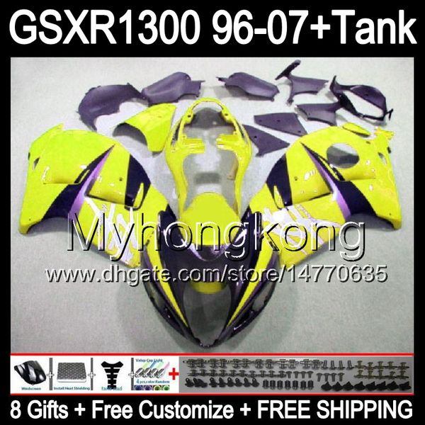 8gift Per SUZUKI Hayabusa GSXR1300 giallo lucido 96 97 98 99 00 01 13MY11 GSXR 1300 GSX-R1300 GSX R1300 02 03 04 05 06 07 Carenatura TOP nera