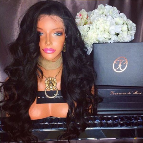 

естественный цвет полный парики шнурка объемная волна человеческих волос бразильский перуанский малайзийский индийский объемная волна кружев, Black;brown