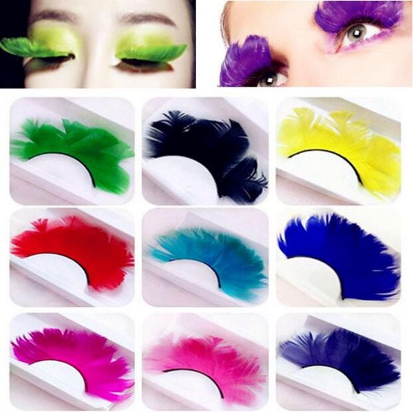 

fashion colors cosplay feather false eyelashes party costumes fake eye lashes makeup tools feather eyelashes extension