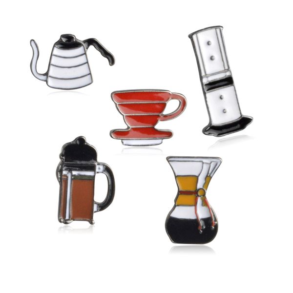 

american coffee aeropress chemex filter cup brooch denim jacket pin shirt badge fashion jewelry gift for friends kids, Gray